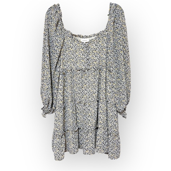 Bohme floral chiffon tiered boho dress sz L fully lined - Picture 7 of 15